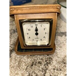 Quartz Leather Light Brown Travel Alarm/Pocket Watch  No Batery Included